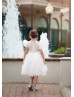 Satin Tulle Sheer Back Flower Girl Dress